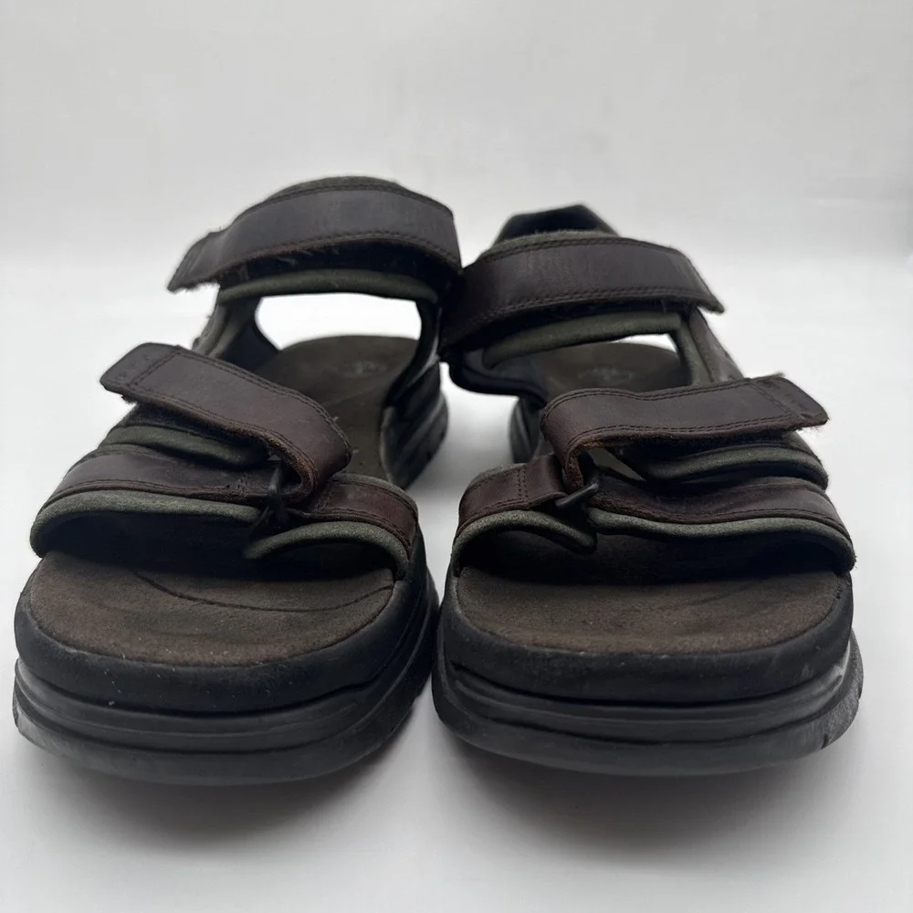 Timberland Men's Leather Upper Sandals, Size 10, In Brown/Olive Green 62004